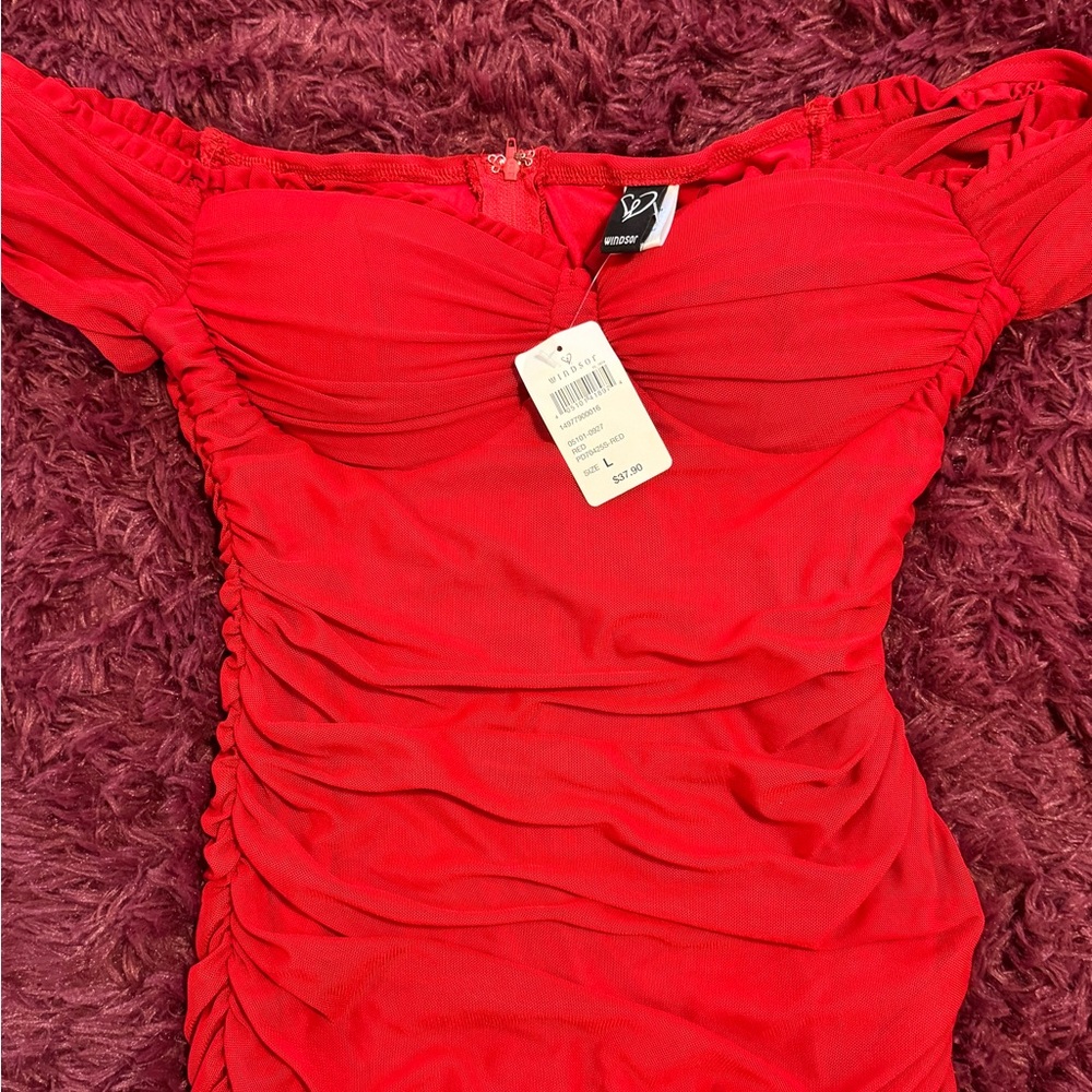 Red Off-Shoulder Dress
